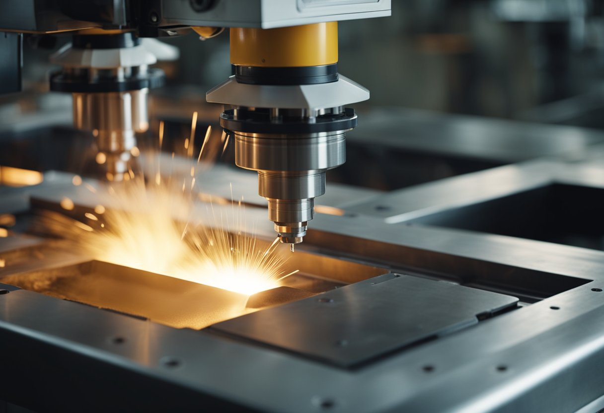 A machine injects molten material into a collapsible core mold. Mold opens, revealing a solid product