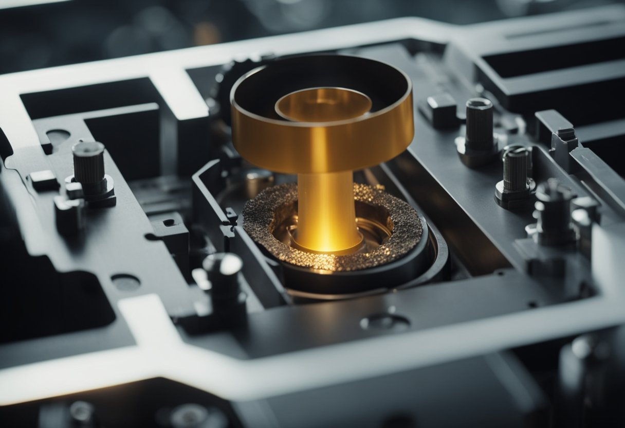 Molten plastic injected into precision mold cavity. Mold opens, revealing newly formed plastic part