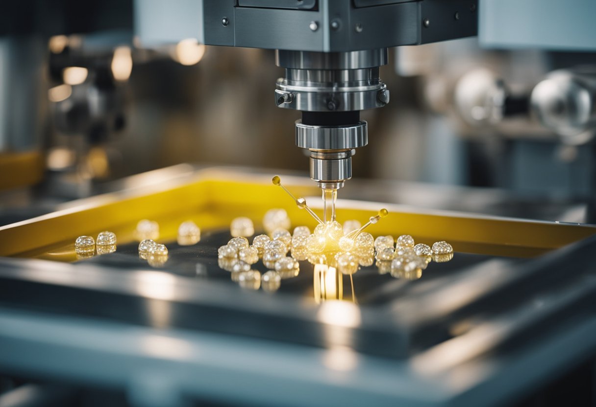 A machine injects melted plastic into a silicone mold