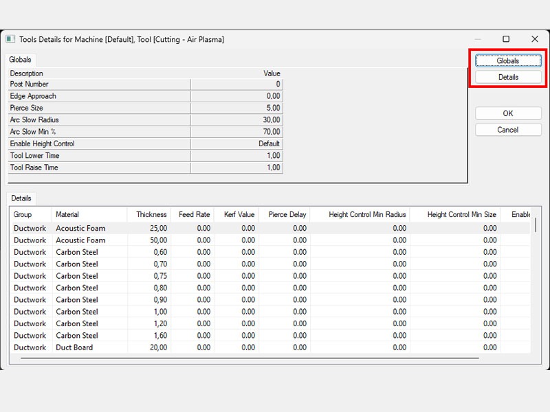 Machine tool settings